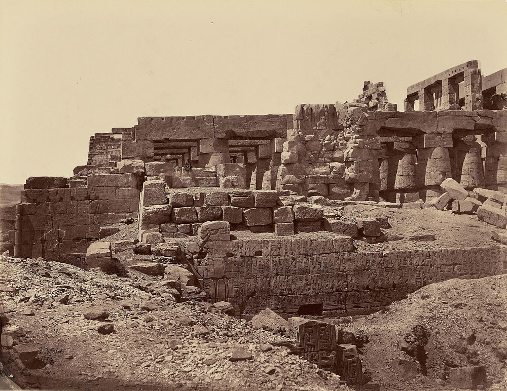 Ruines du 3eme pylone du Temple (sud-est) partie gauche (Karnak) Thebes by Félix Bonfils