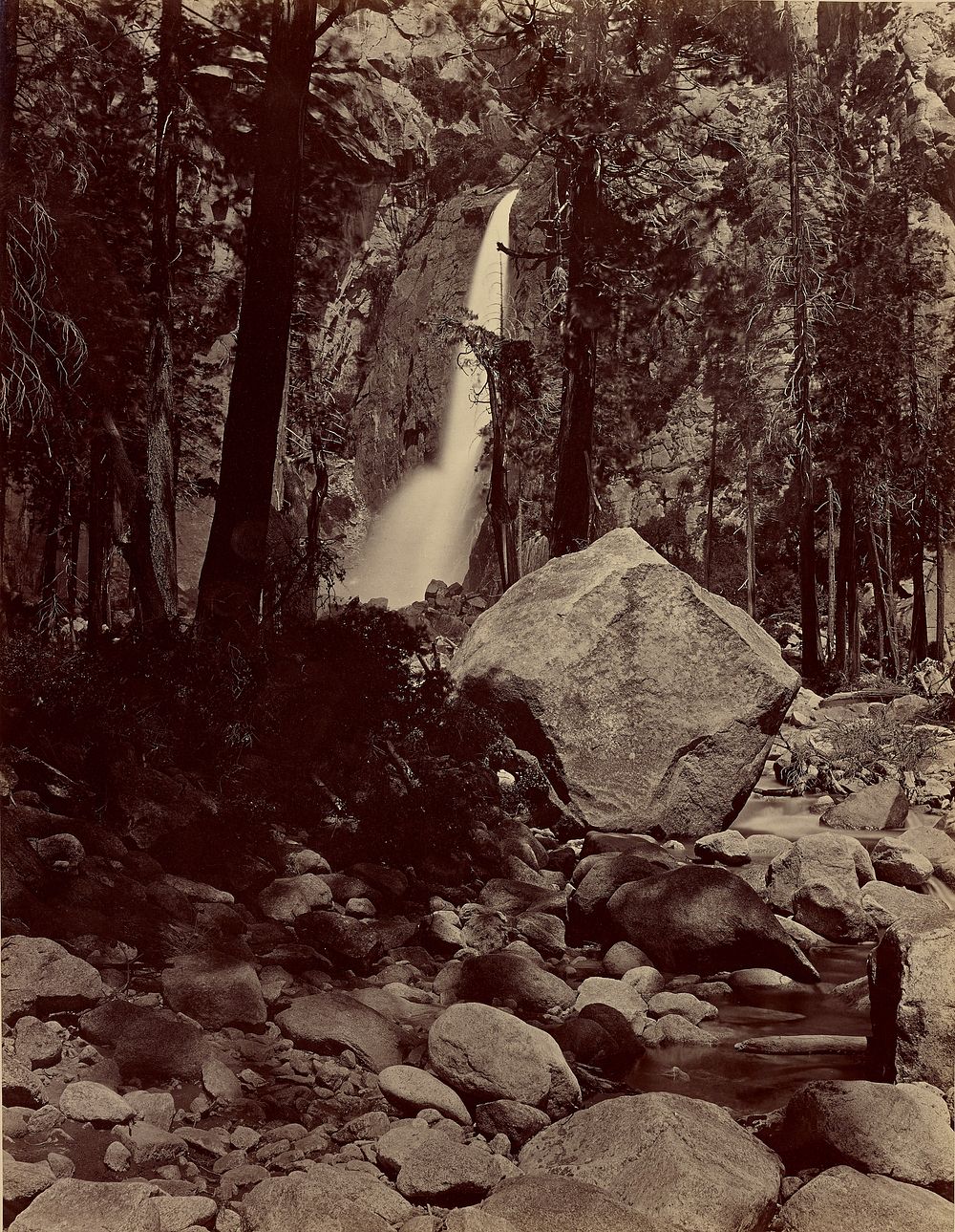 Lower Yo-Semite Fall, 1600 ft., Yo-Semite Valley by Thomas Houseworth and Company, Carleton Watkins, C L Weed and Eadweard J…