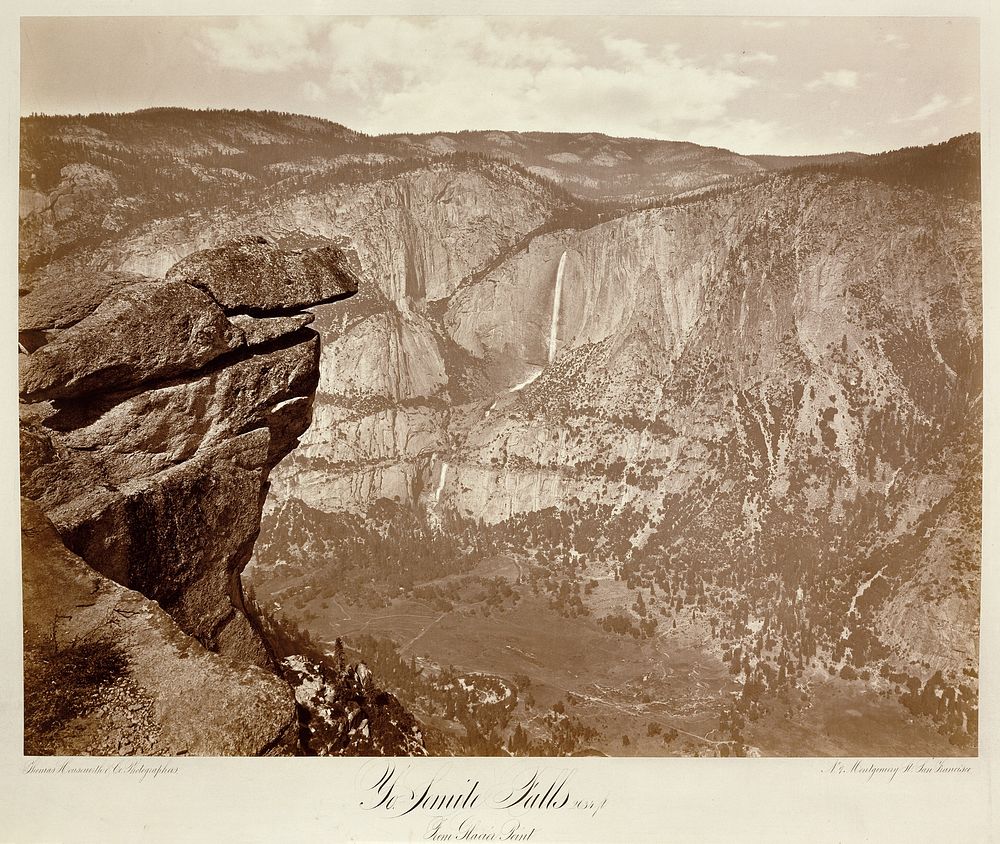 Yo-Semite Falls, 2643 ft., from Glacier Point by Thomas Houseworth and Company, Carleton Watkins, C L Weed and Eadweard J…