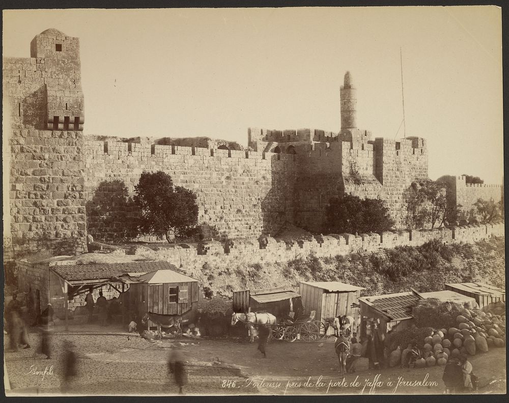 Forteresse prés de la porte de Jaffa à Jerusalem by Félix Bonfils
