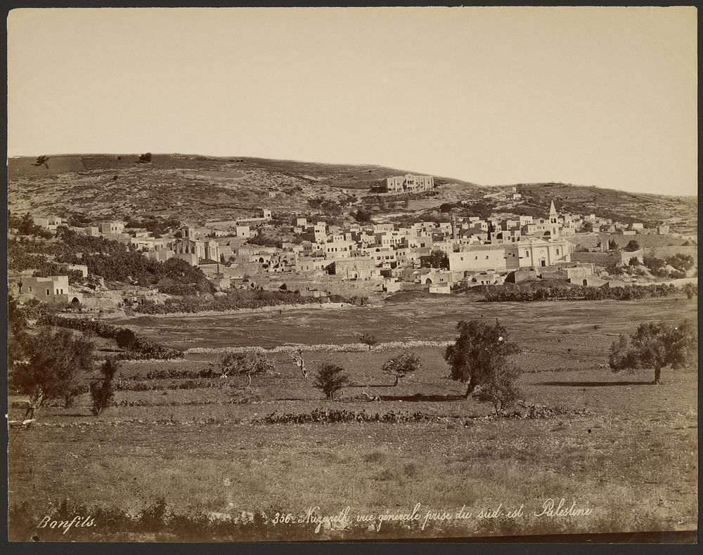 Nazareth, vue générale prise du sud - est, Palestine by Félix Bonfils