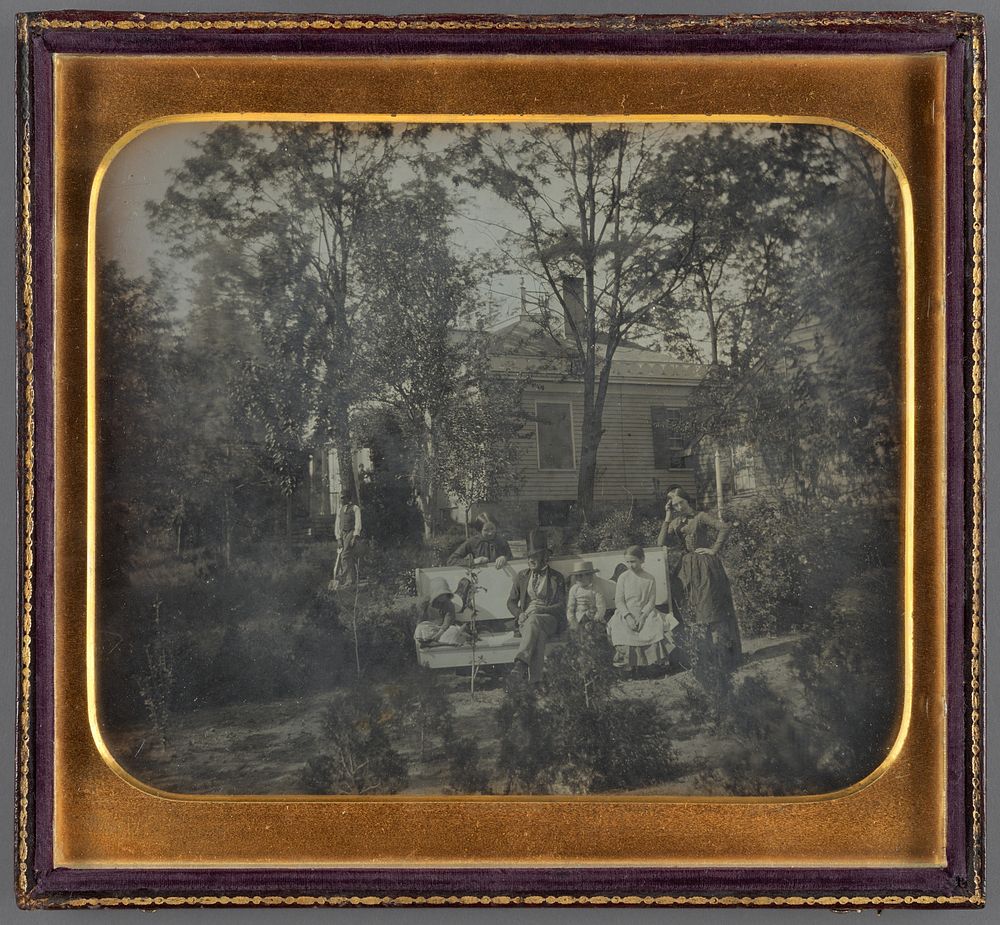 A Family Seated in Its Garden / Family Group (The "Hidden Witness") by Charles H Fontayne and William Southgate Porter