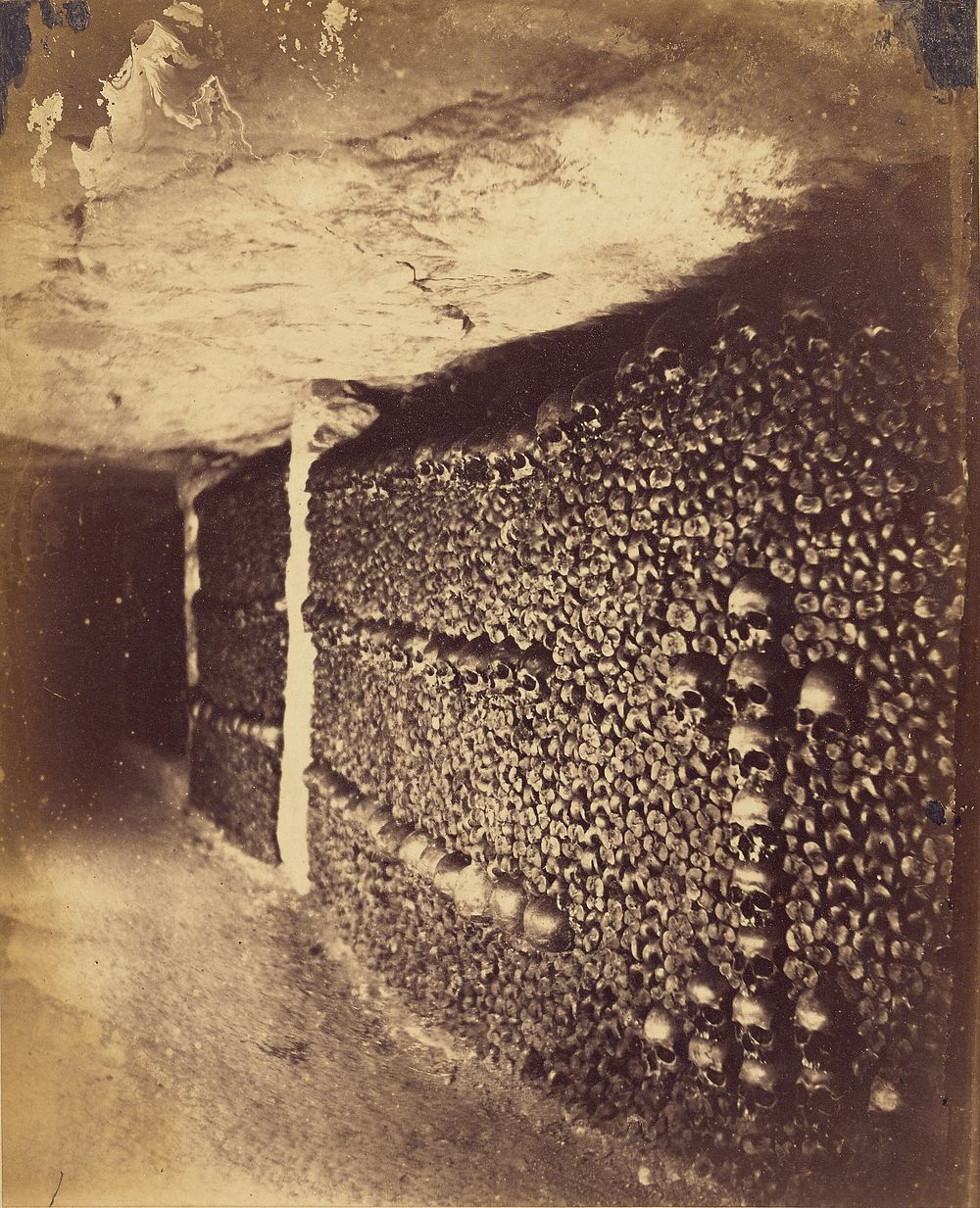 The Catacombs of Paris. The Final Gallery. by Nadar Gaspard Félix Tournachon