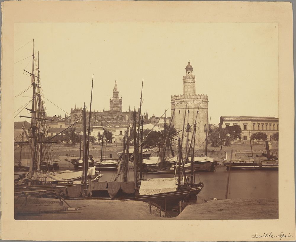 Cathedral, Torre del Oro and Guadalquivir River, Seville by Charles Clifford