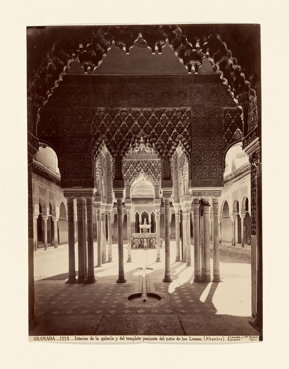 Interior of portico and western dome of the Court of the Lions, Alhambra. by Juan Laurent