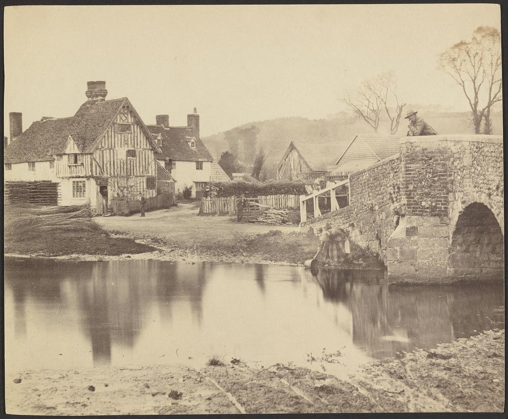 View of a House across a River with a Bridge to the Right by Francis Bedford