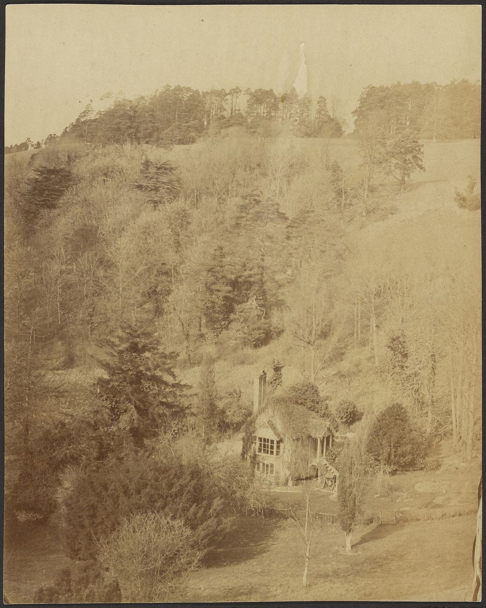 View of a Small House, with a High Portico, in a Wooded Valley