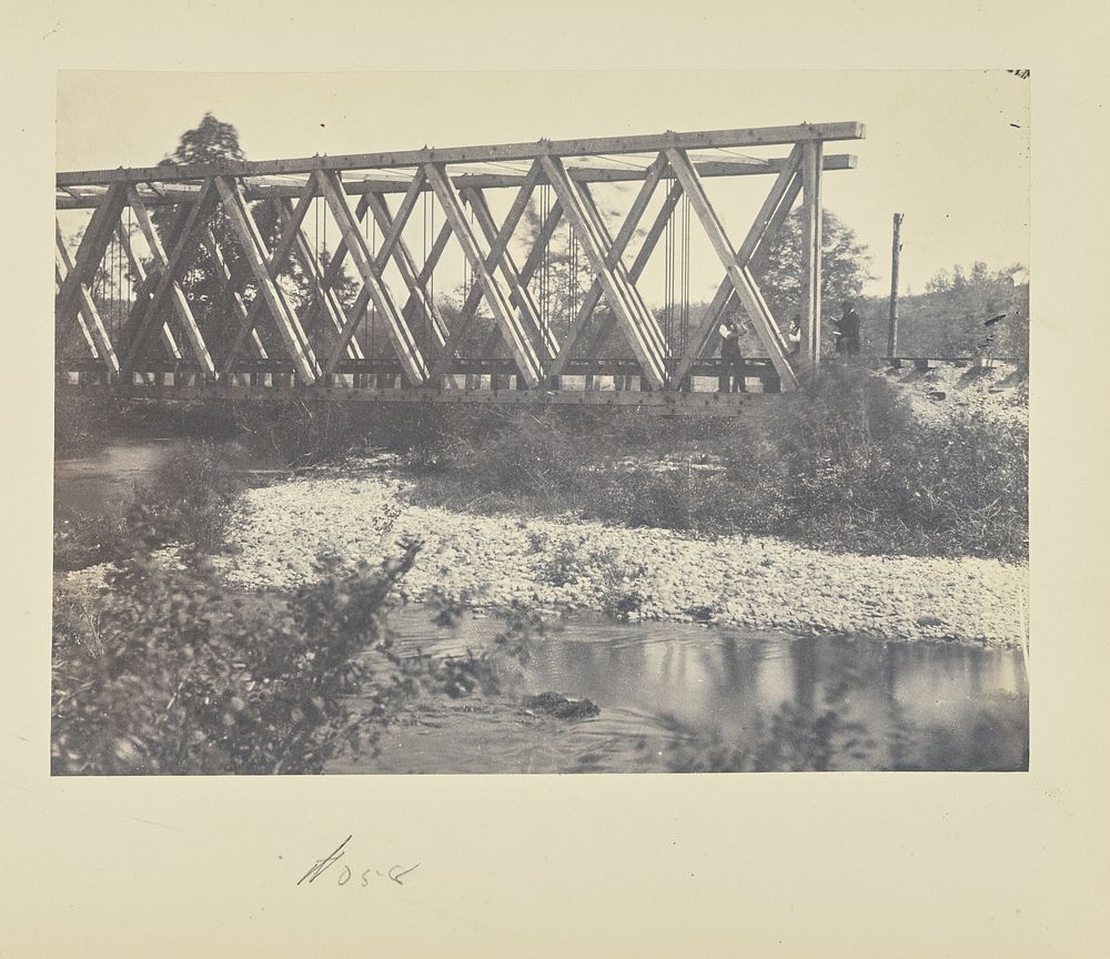 Railroad truss bridge by A J Russell