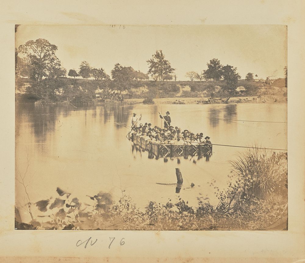 Small raft of blanket boats crossing the Potomac River by A J Russell