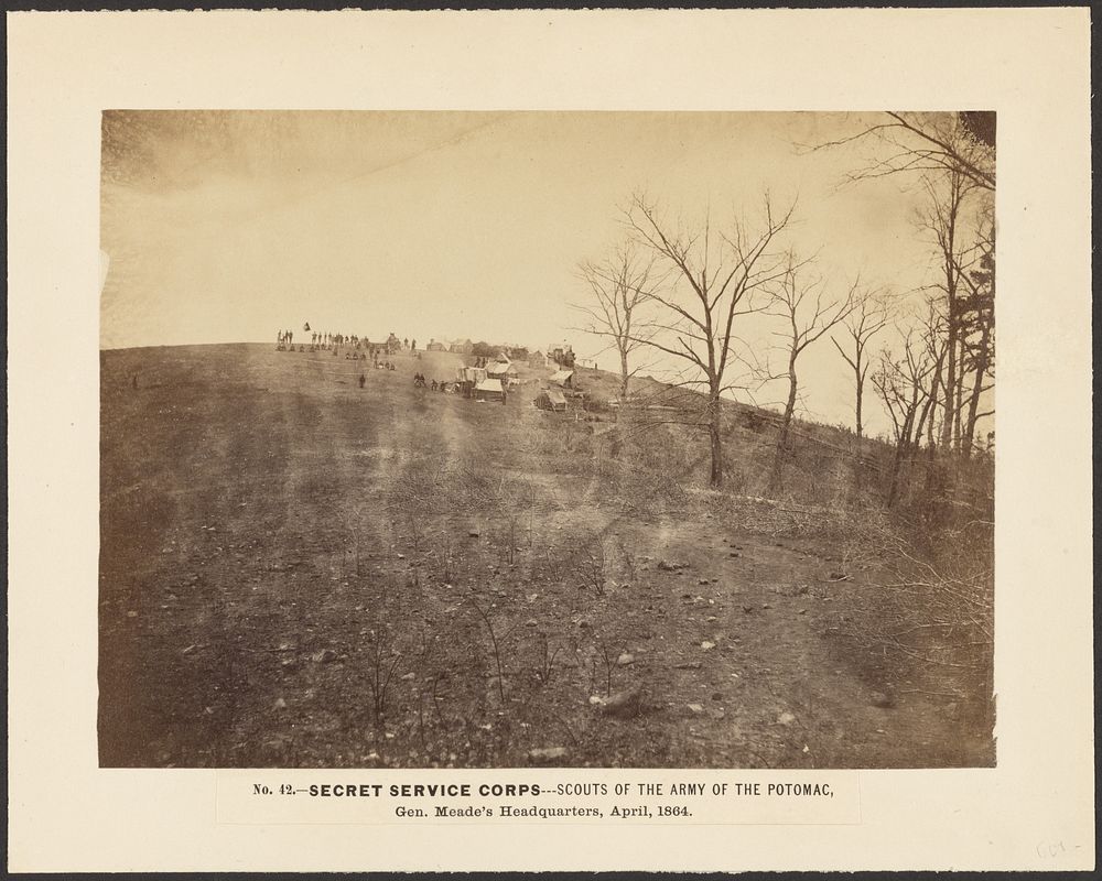 No. 42. Secret Service Corps-Scouts of the Army of the Potomac, Gen. Meade's Headquarters, April 1864. by A J Russell