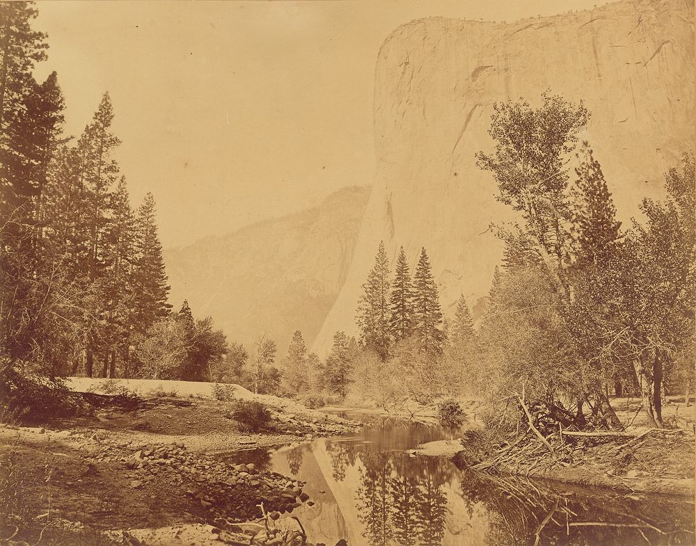 Tutokanula. Valley of the Yosemite. (The Great Chief) "El Capitan." 3500 Feet High. by Eadweard J Muybridge
