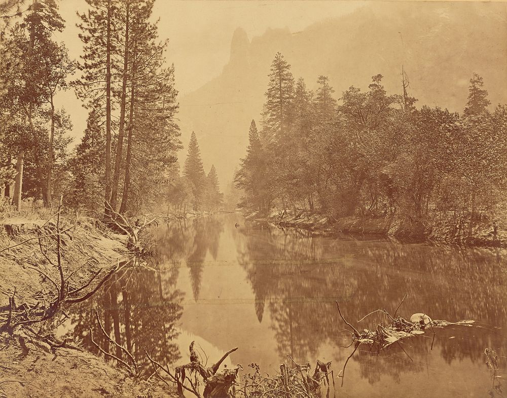 Loya. Valley of the Yosemite. (The Sentinel.) 3570 Feet High. by Eadweard J Muybridge