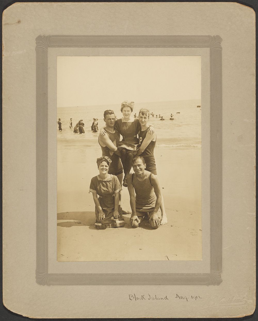 Group portrait on the beach, Block Island by Byram Woodhead