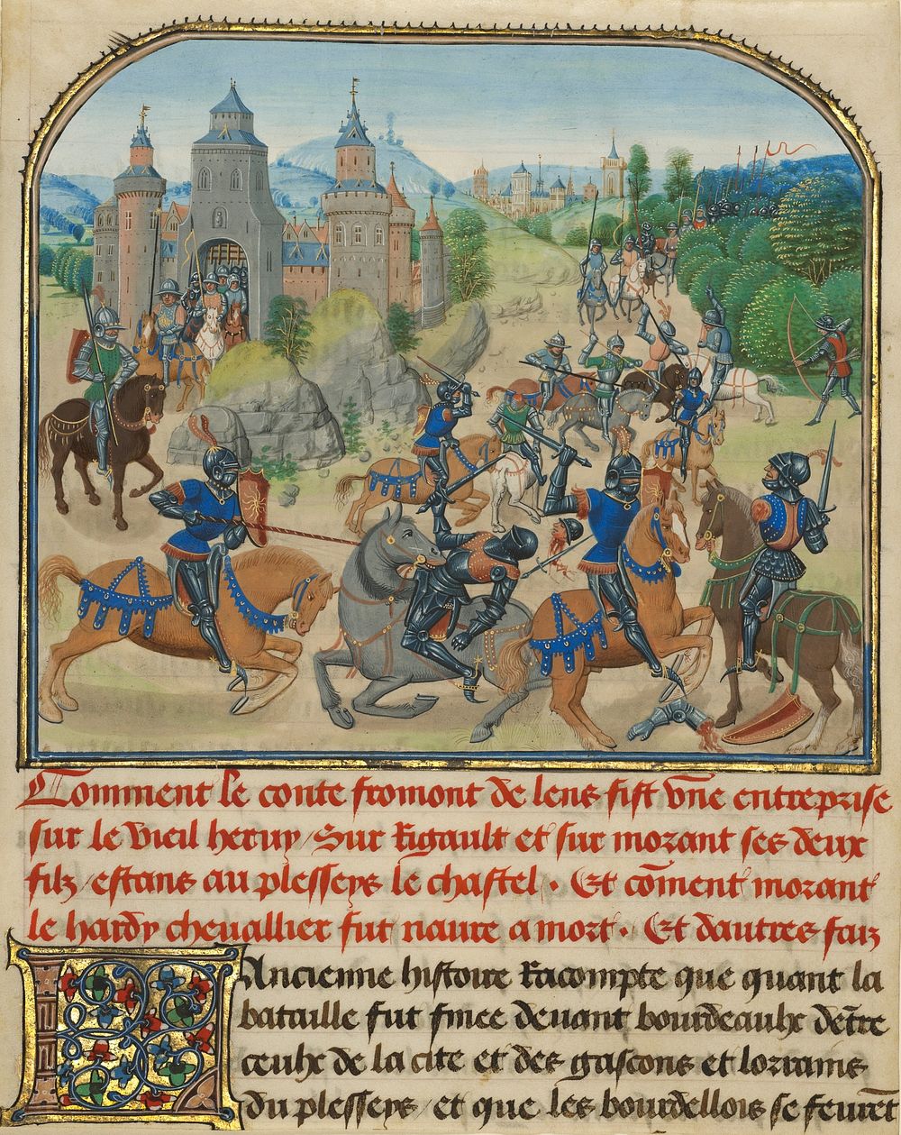 Fromont de Lens Leaving Bordeaux and the Battle against the Army of Gasgogne by Loyset Liédet and Pol Fruit