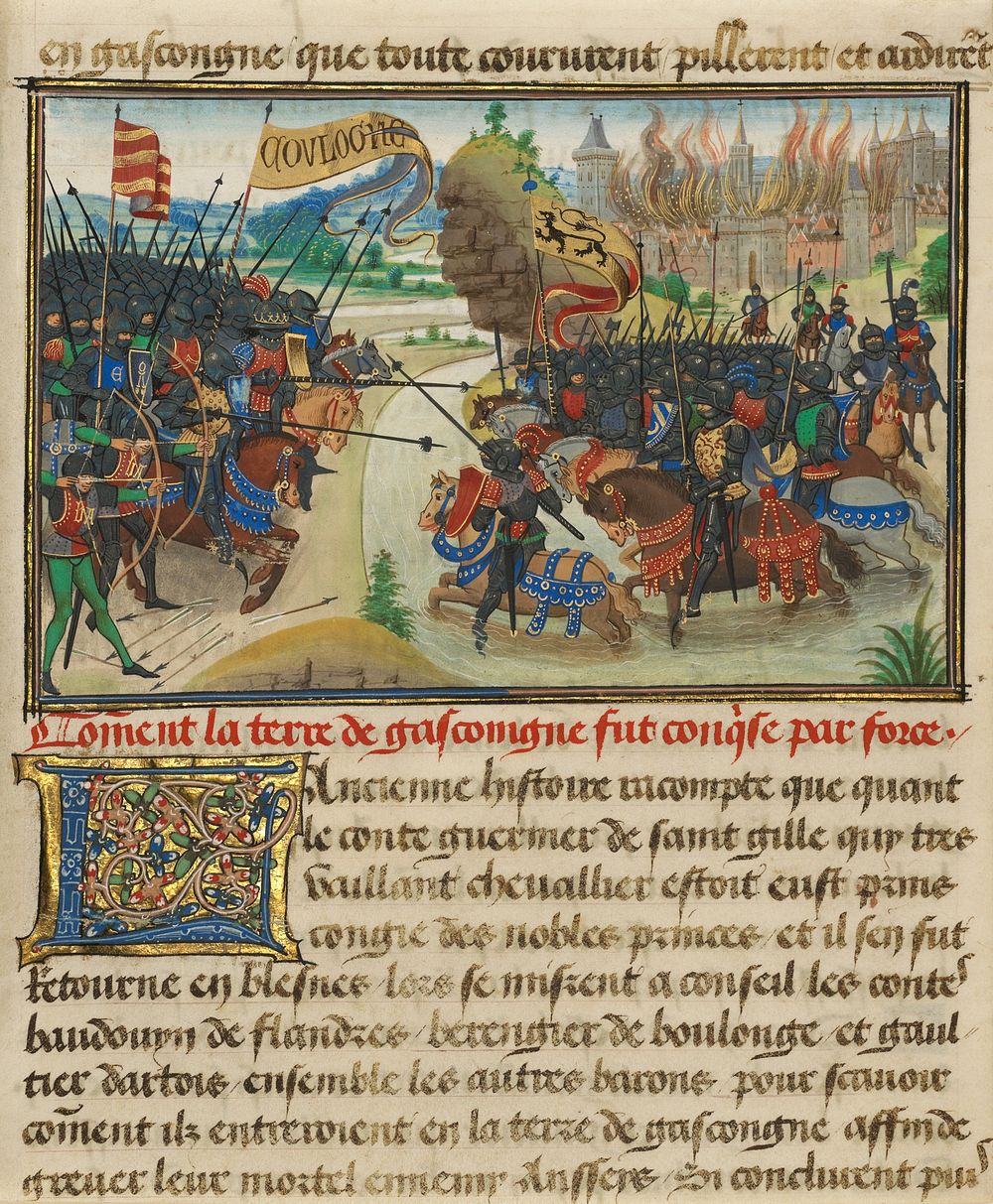 The Conquest of Gasgogne by the Armies of Luxembourg, Boulogne, and Artois by Loyset Liédet and Pol Fruit