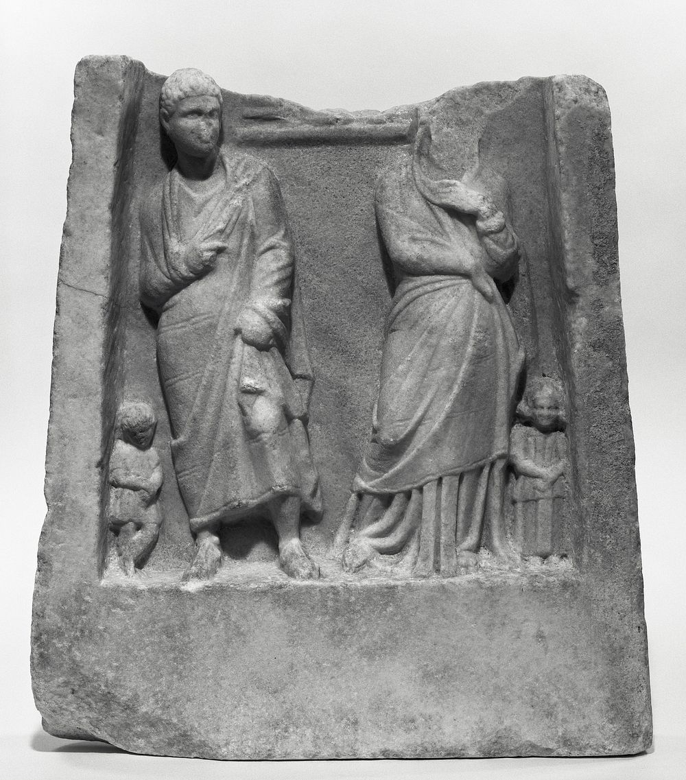 Fragment of a Grave Stele of a Man and his Wife