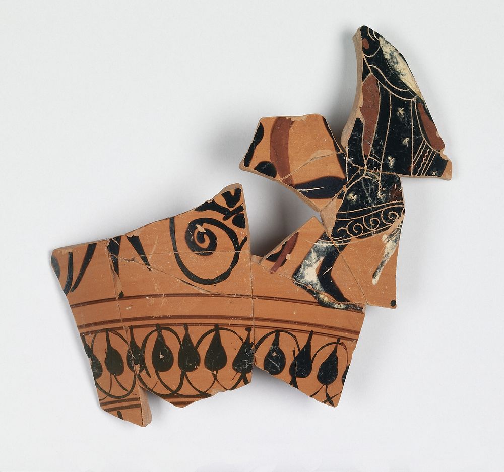 Attic Black-Figure Neck Amphora Fragment (comprised of 10 Joined Fragments)
