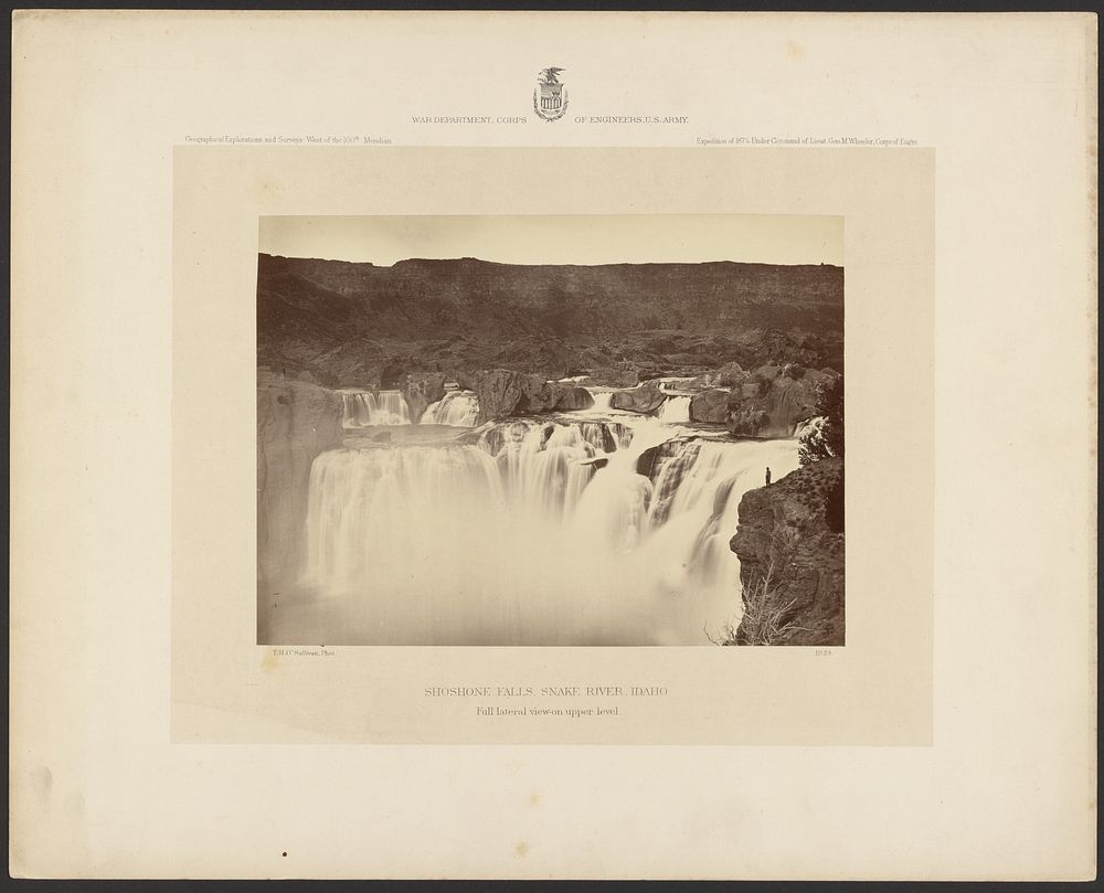 Shoshone Falls, Snake River, Idaho, Full Lateral View on Upper Level by Timothy H O Sullivan