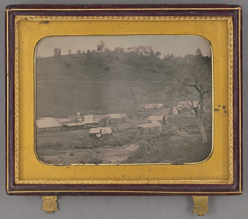 View of California mining town with Rancherie House, Unidentified Hotel, and Sweata & Francis Bldg. by Robert H Vance