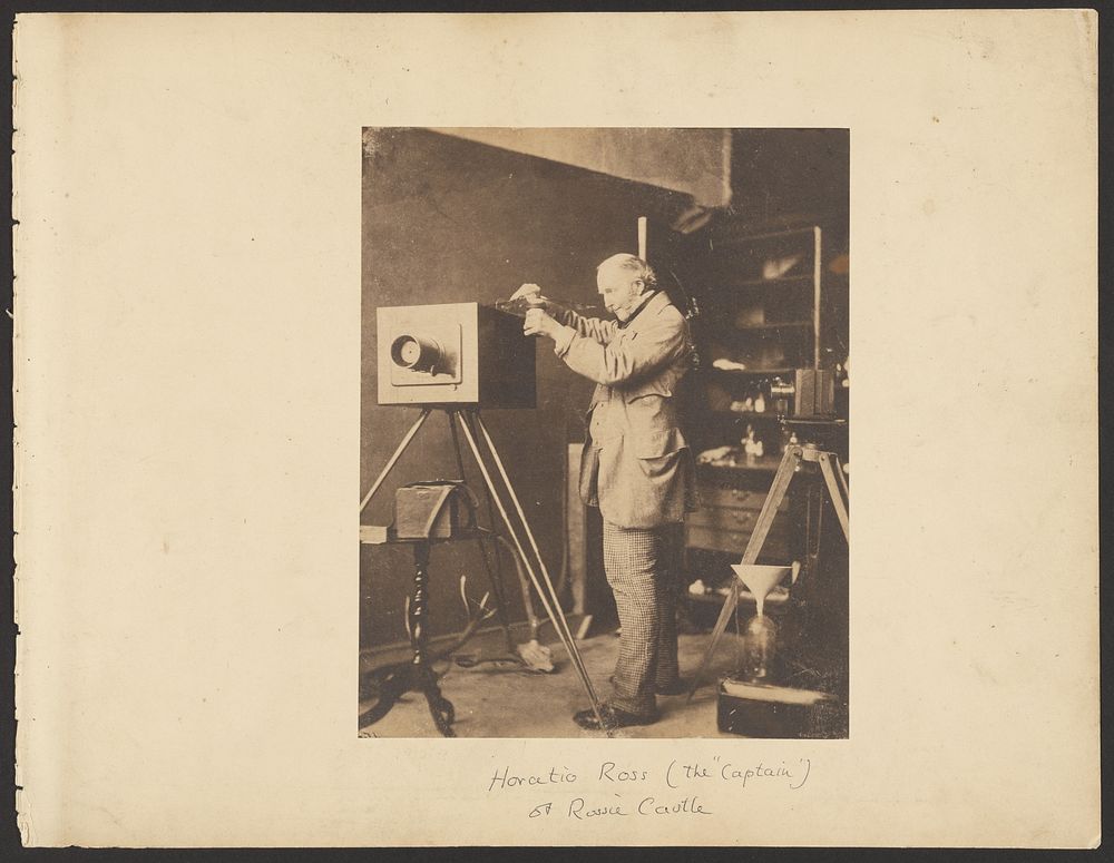 Self-portrait preparing a Collodion plate by Capt Horatio Ross