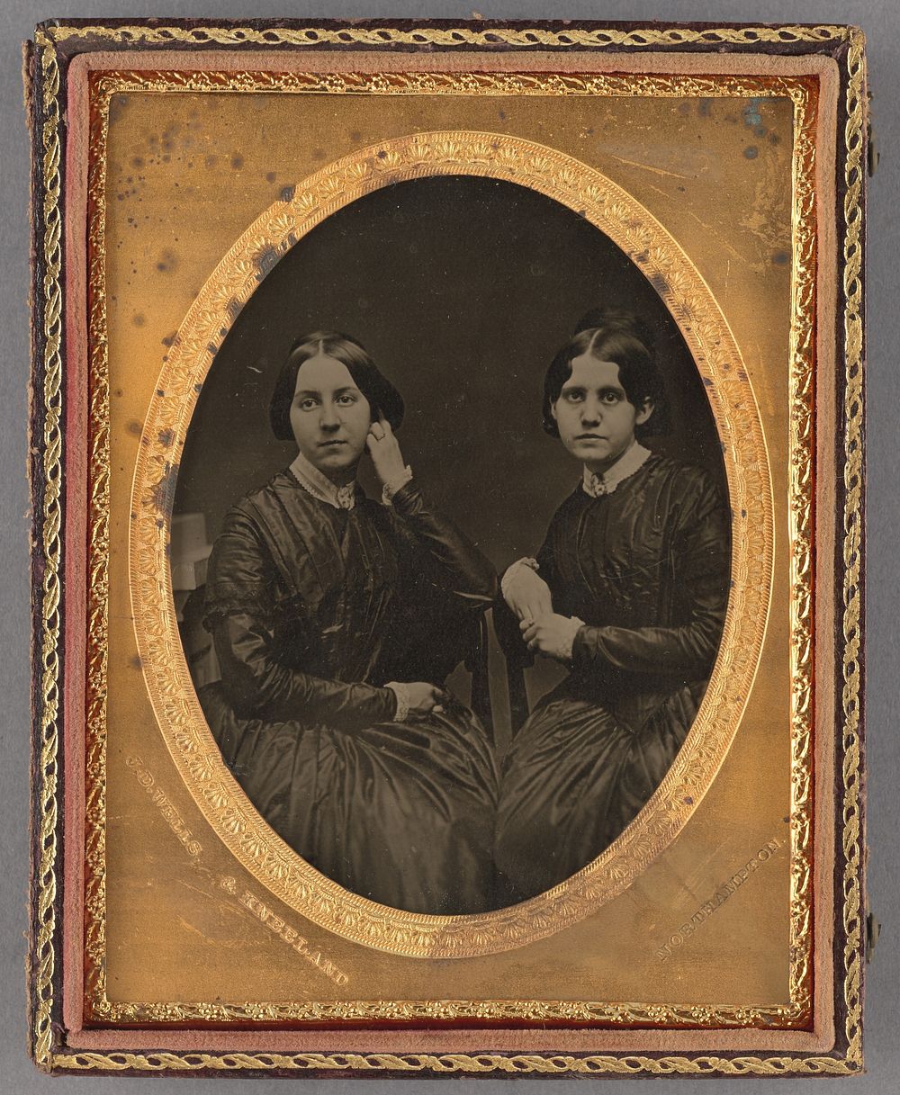 Portrait of Two Seated Young Women by Wells and Kneeland