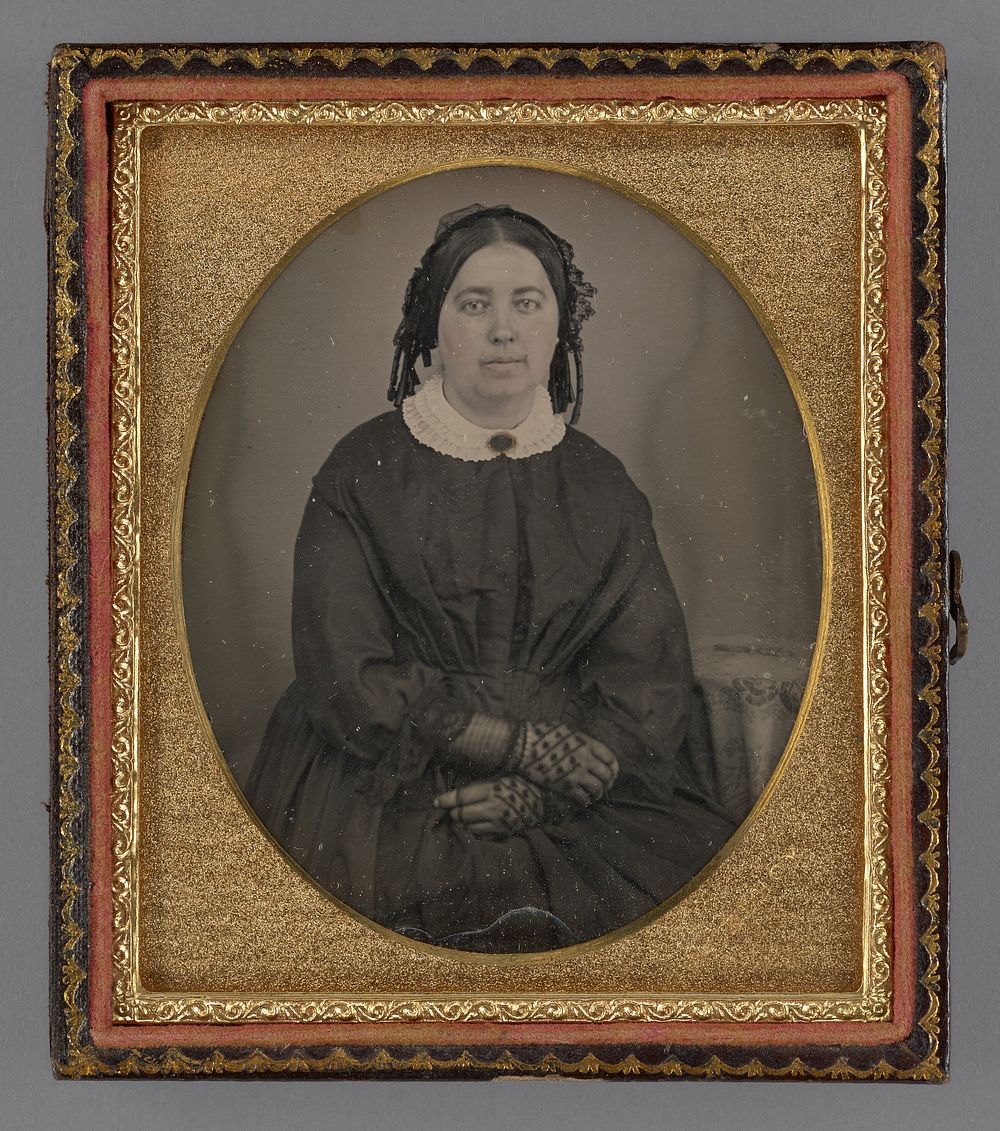 Portrait of a Seated Woman Wearing Lace Gloves by John McElroy
