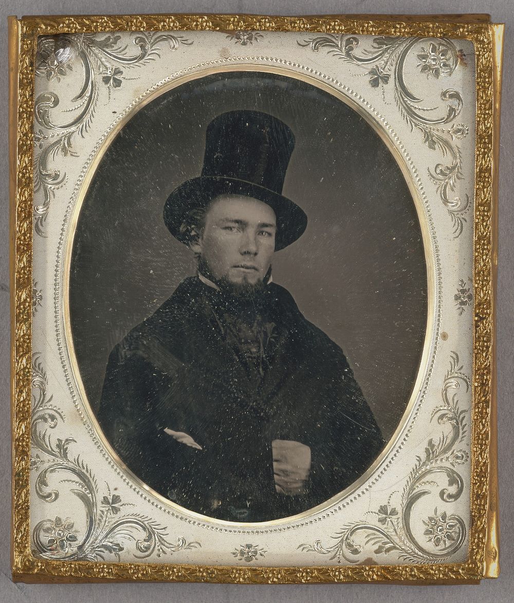 Portrait of a Seated Man with Chin Whiskers in Top Hat