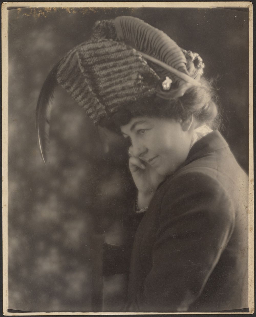 Portrait of a Woman with Feathered Hat by Louis Fleckenstein