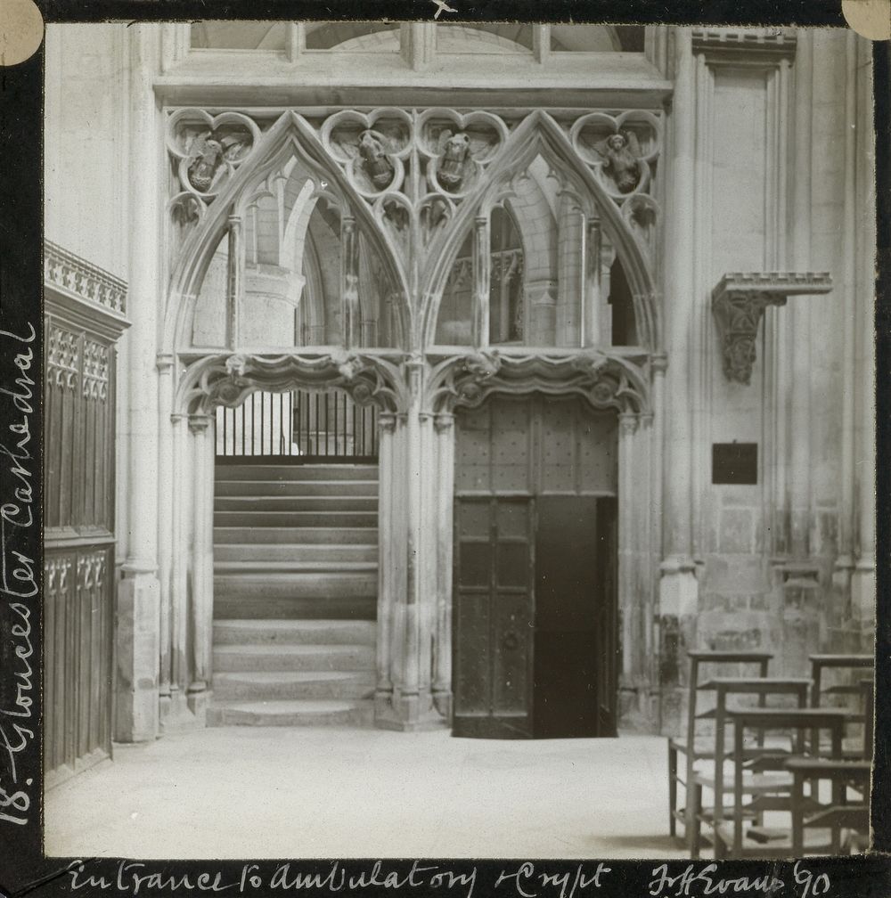 Gloucester. Cathedral. Entrance to Ambulatory & Crypt. by Frederick H Evans
