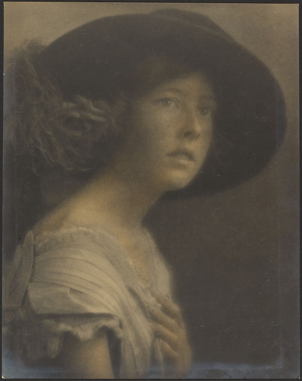 Portrait of a Young Woman with Black Hat by Louis Fleckenstein