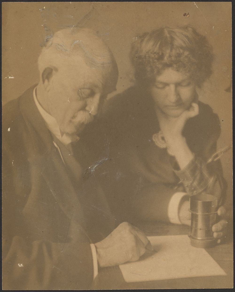 Portrait of a Woman and Man at Table by Louis Fleckenstein