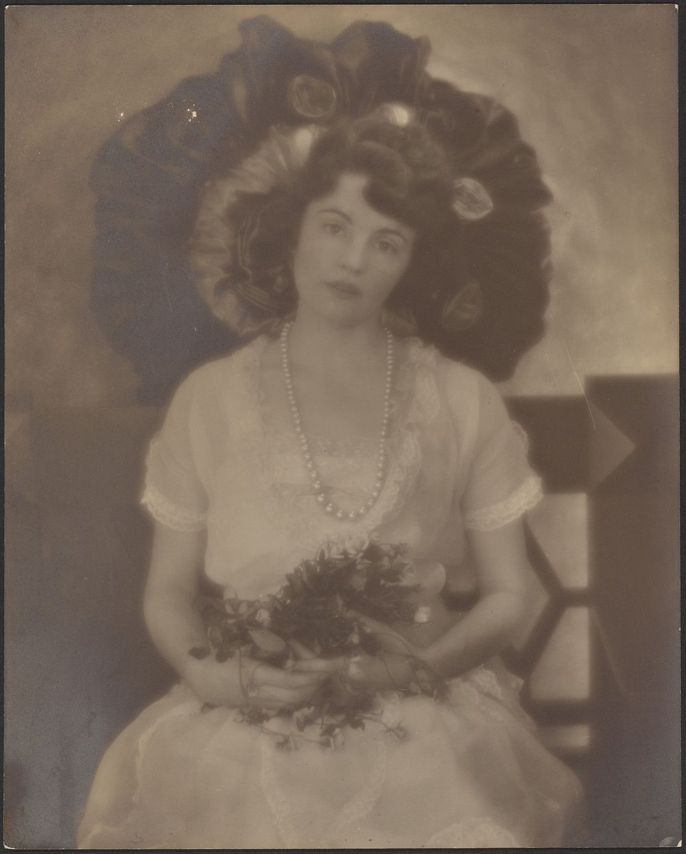 Portrait of a Young Woman with Flowers in Her Lap by Louis Fleckenstein