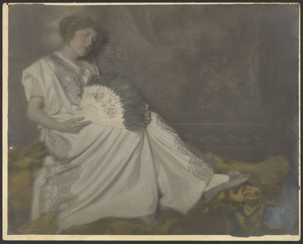 Florence Seated with Large Fan by Louis Fleckenstein