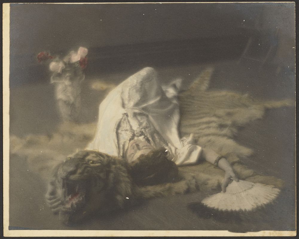 Florence Reclining on a Tiger Rug by Louis Fleckenstein