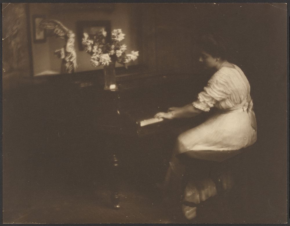 Woman Playing Piano by Louis Fleckenstein