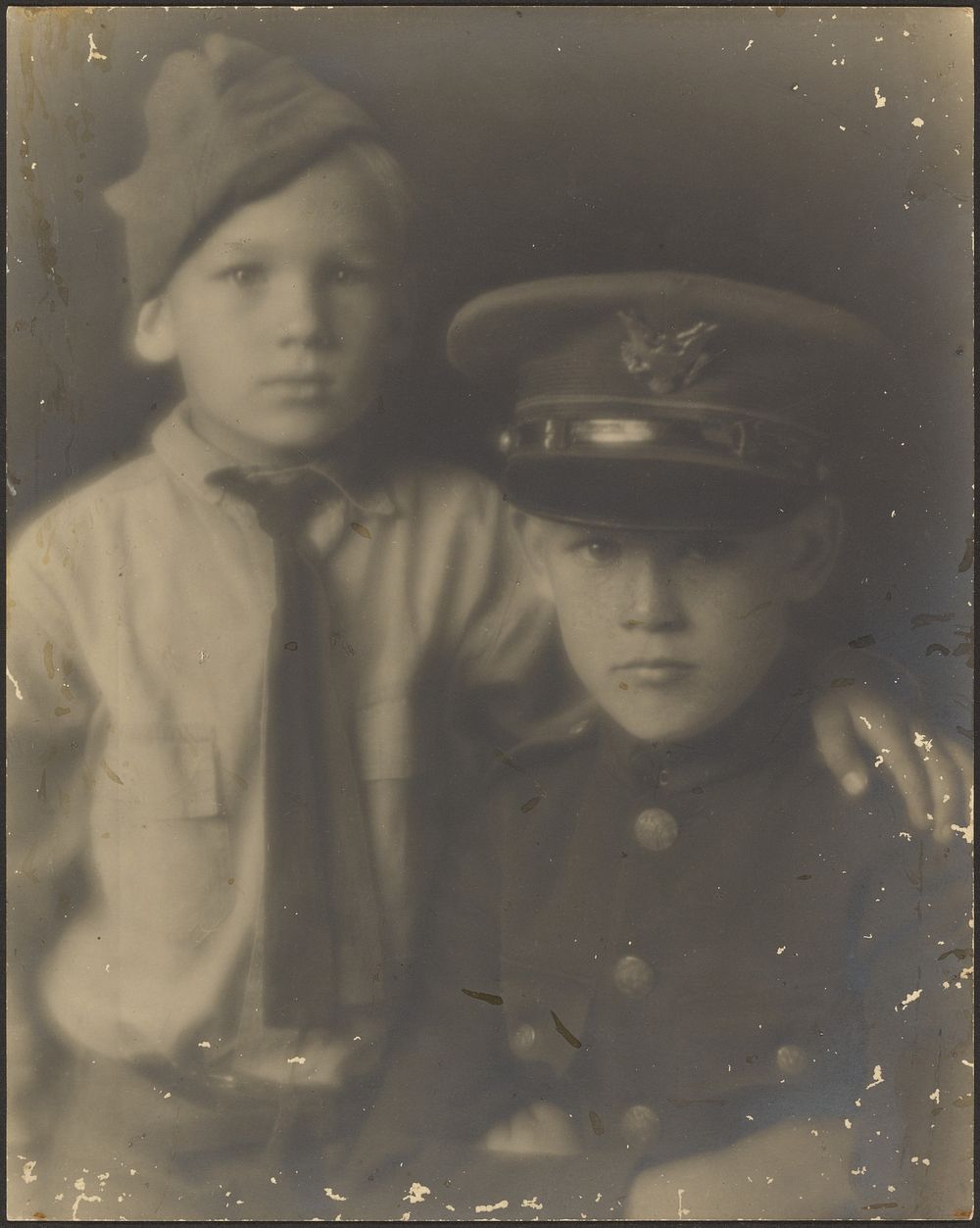 Two Young Boys Dressed as Soldiers by Louis Fleckenstein