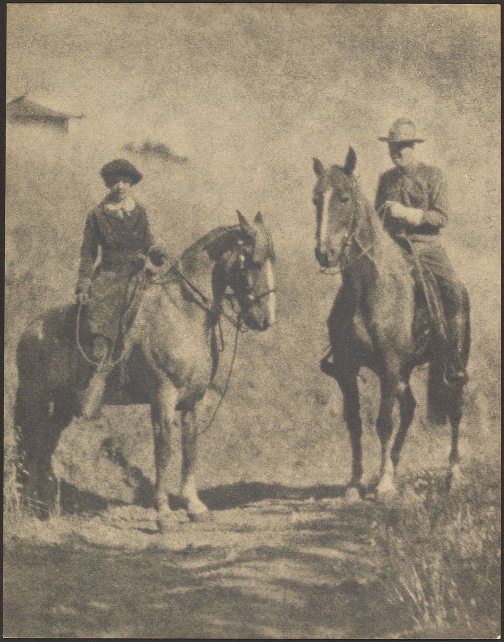 Woman and Man on Horseback by Louis Fleckenstein