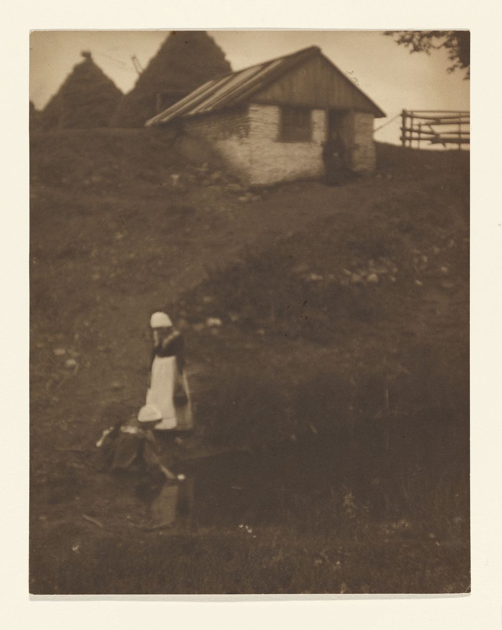 Two Young Girls in Landscape by Louis Fleckenstein