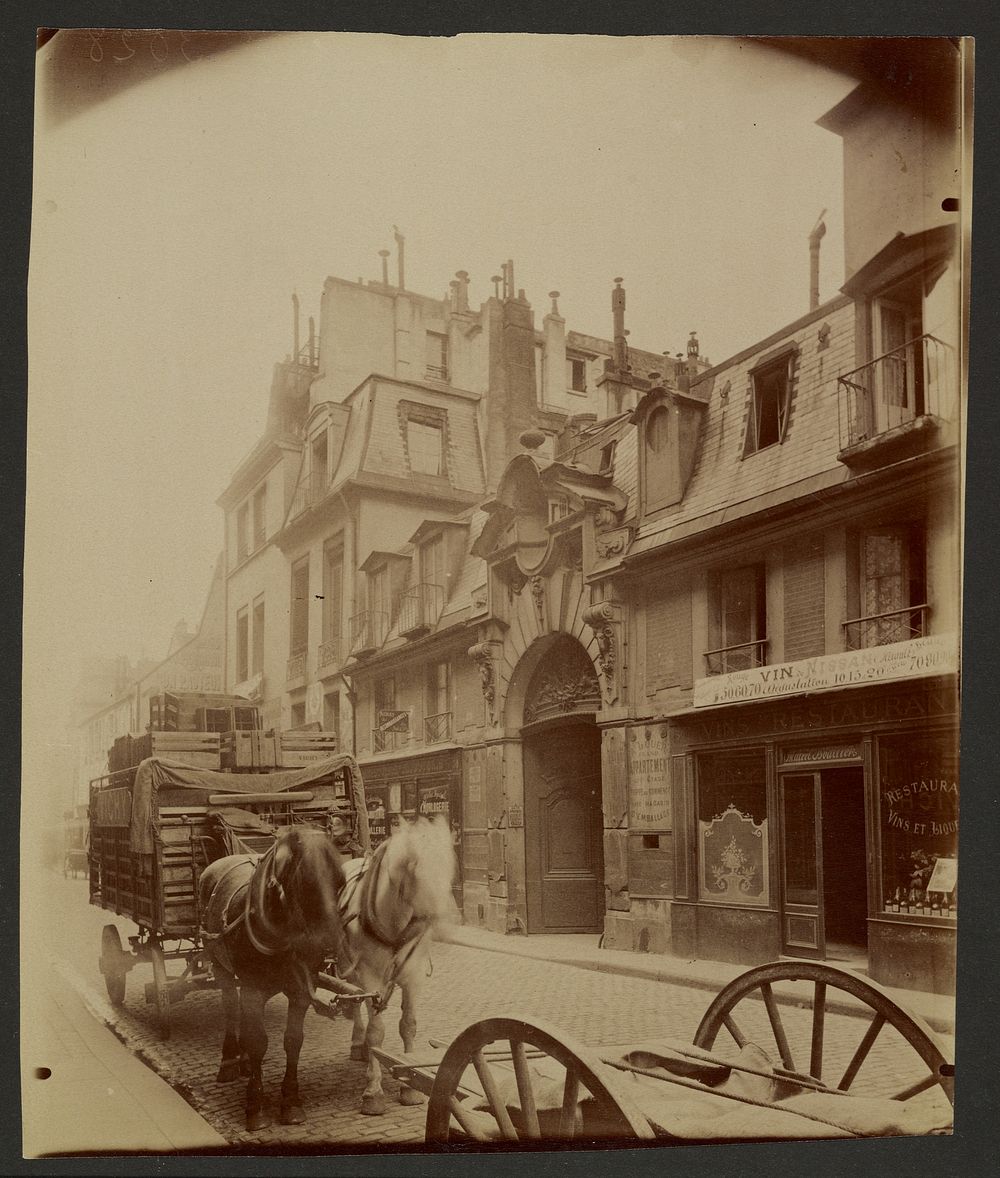 Dray Horses Across from a Restaurant by Eugène Atget