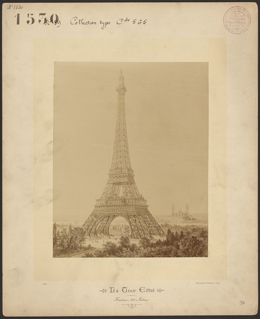 The Eiffel Tower (photograph of a drawing of the completed tower) by Étienne Neurdein