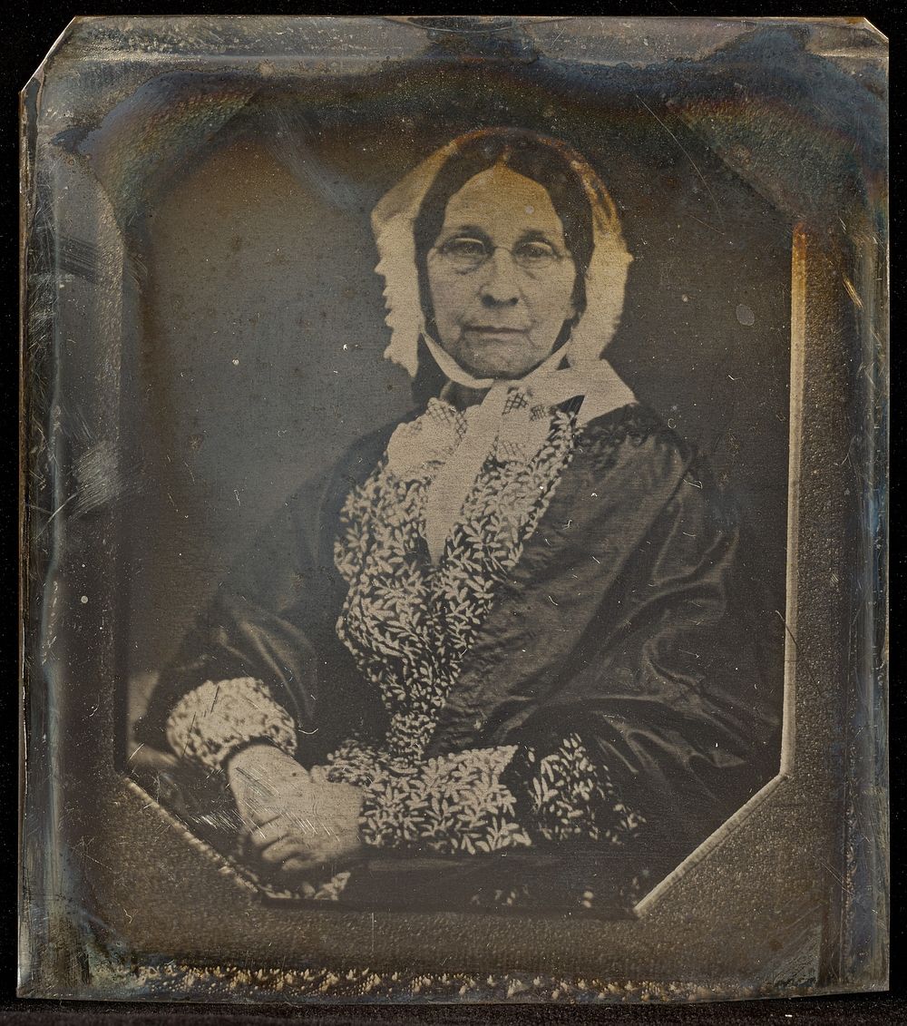Portrait of a Seated Elderly Woman in Matron Cap Wearing Glasses by Jacob Byerly