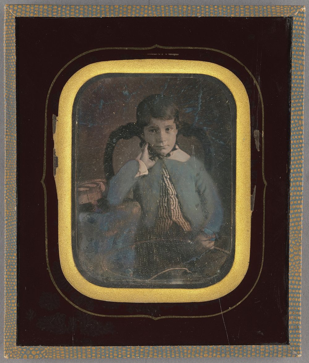 Portrait of a Seated Young Boy with Hand to Face