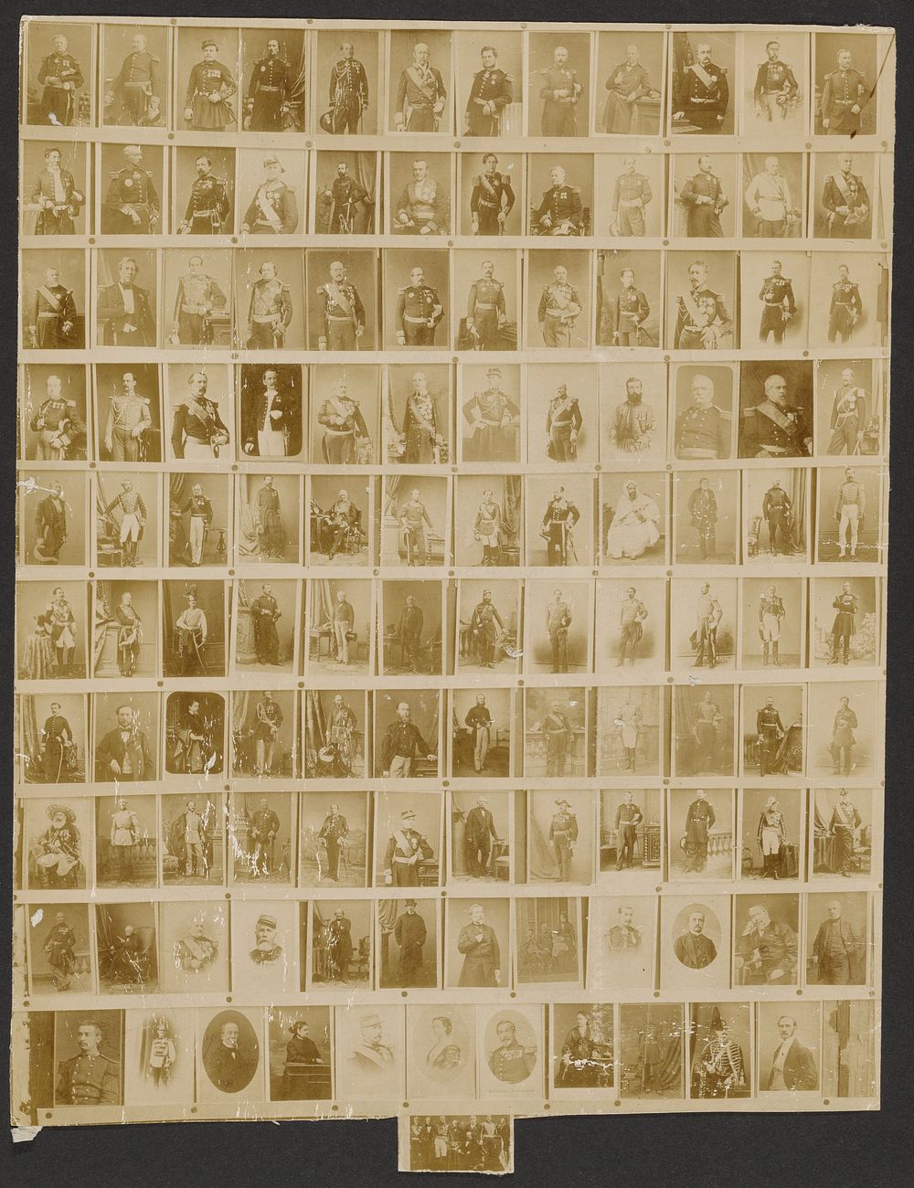 Photographer's portrait inventory sheet of Camp de Châlons military personnel by Gustave Le Gray