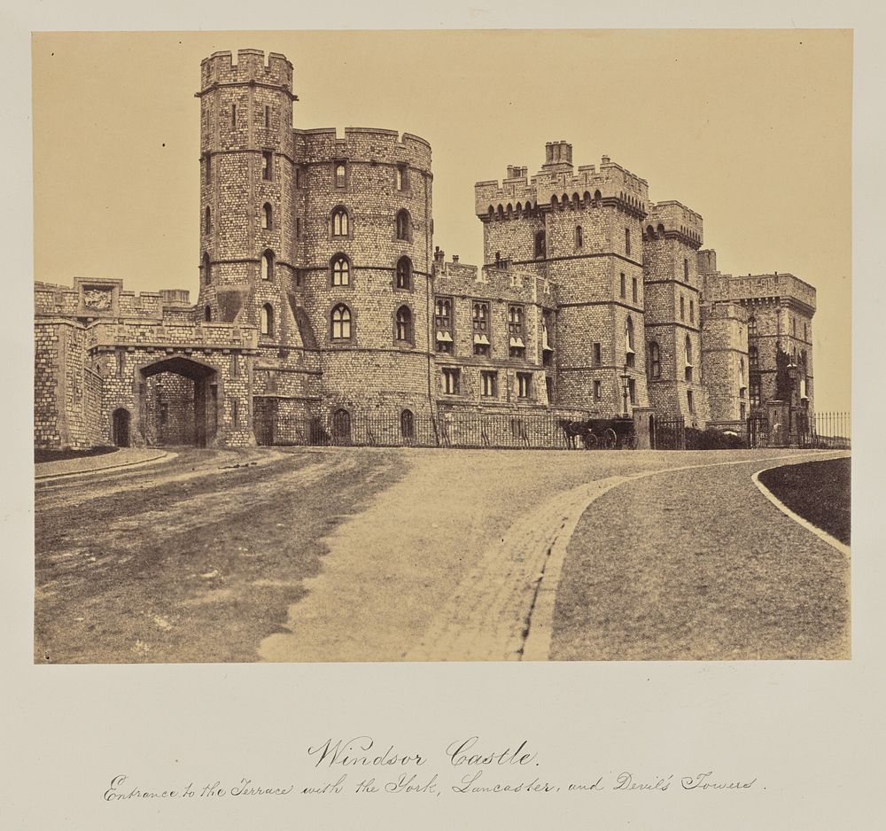 Windsor Castle. Entrance to the Terrace with the York, Lancaster and Devil's Towers. by Arthur James Melhuish