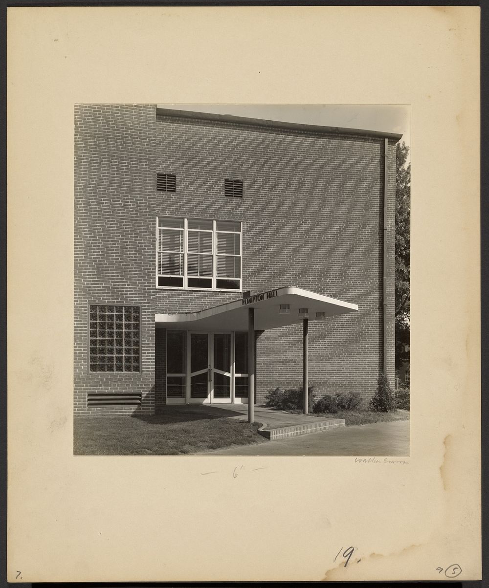 Wheaton College: Plimpton Entrance, Student Alumnae Building by Walker Evans