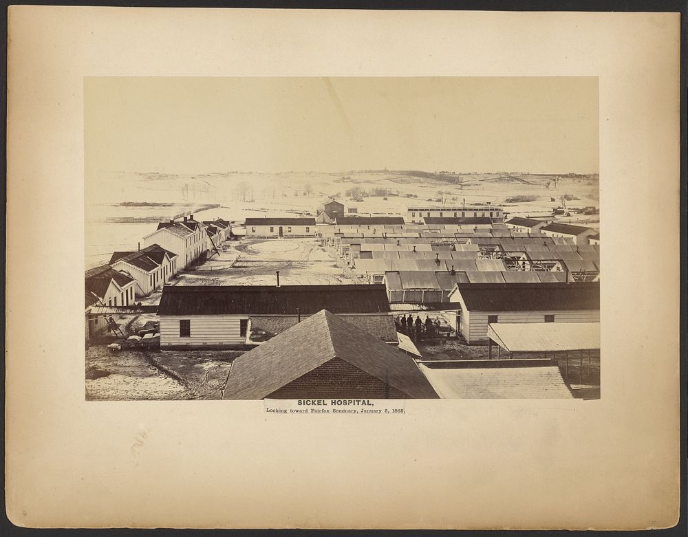 Sickel Hospital, Looking towards Fairfax Seminary, January 5, 1864. by A J Russell