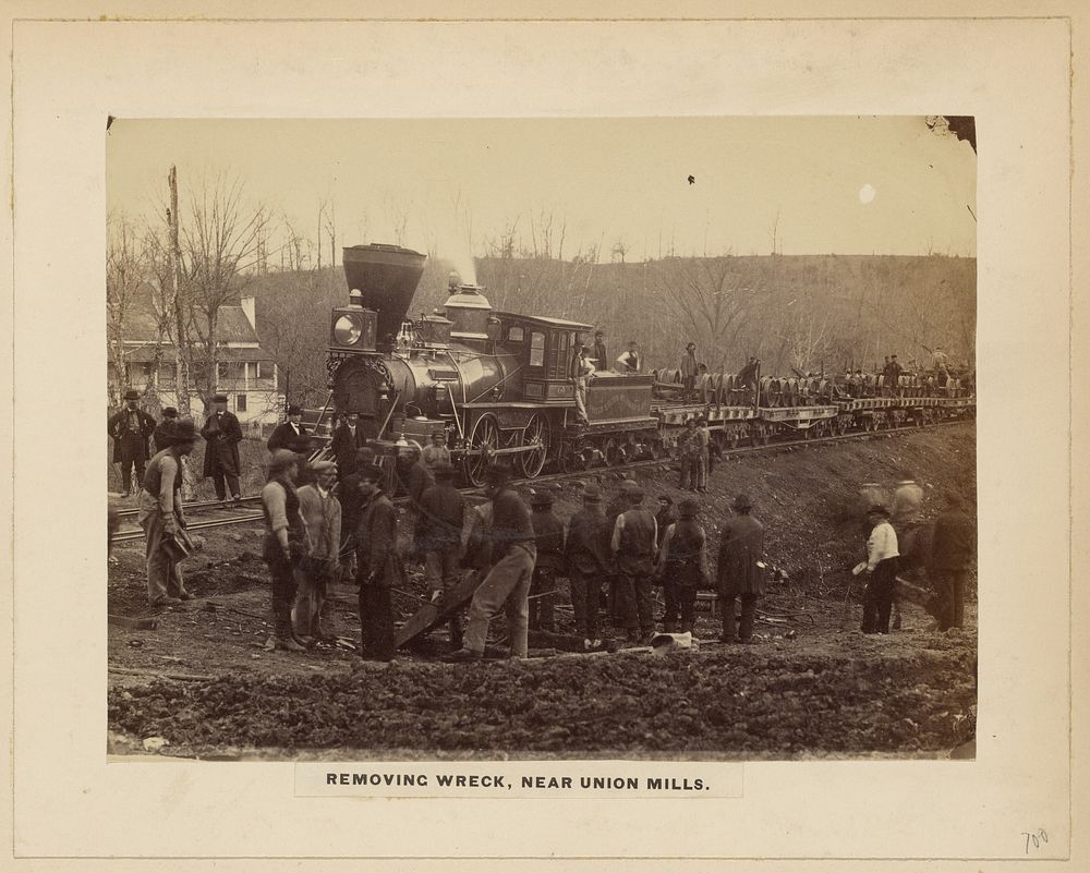 Removing Wreck near Union Mills. [April 1863]. by A J Russell