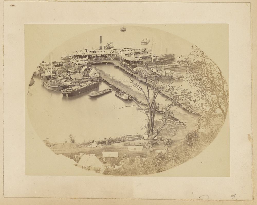[Lower Wharf, Belle Plain, USMRR Construction Corps.] [May 16,1864]. by A J Russell