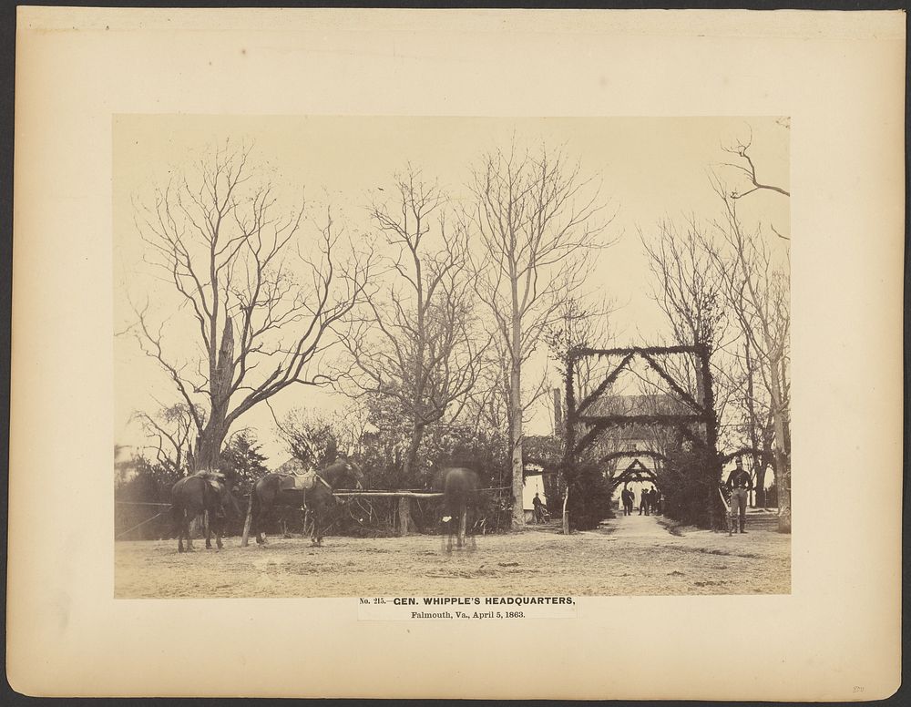 No. 215. Gen. Whipple's Headquarters. Plymouth, Va., April 5, 1863. by A J Russell