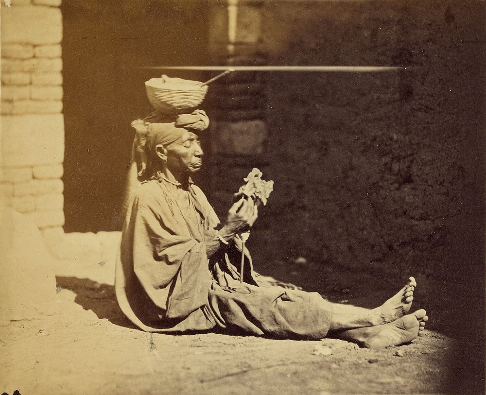 Portrait of seated beggar, probably near Cairo by Baron Paul des Granges